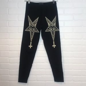 actual pain Pants - Actual Pain leggings baphomet pentagram M/L. actual pain Pants - Actual Pain leggings baphomet pentagram M/L.